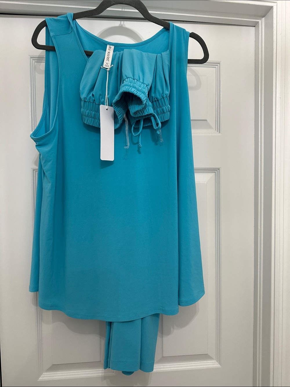 Sleeveless Turquoise Blue Pantsuit Set by